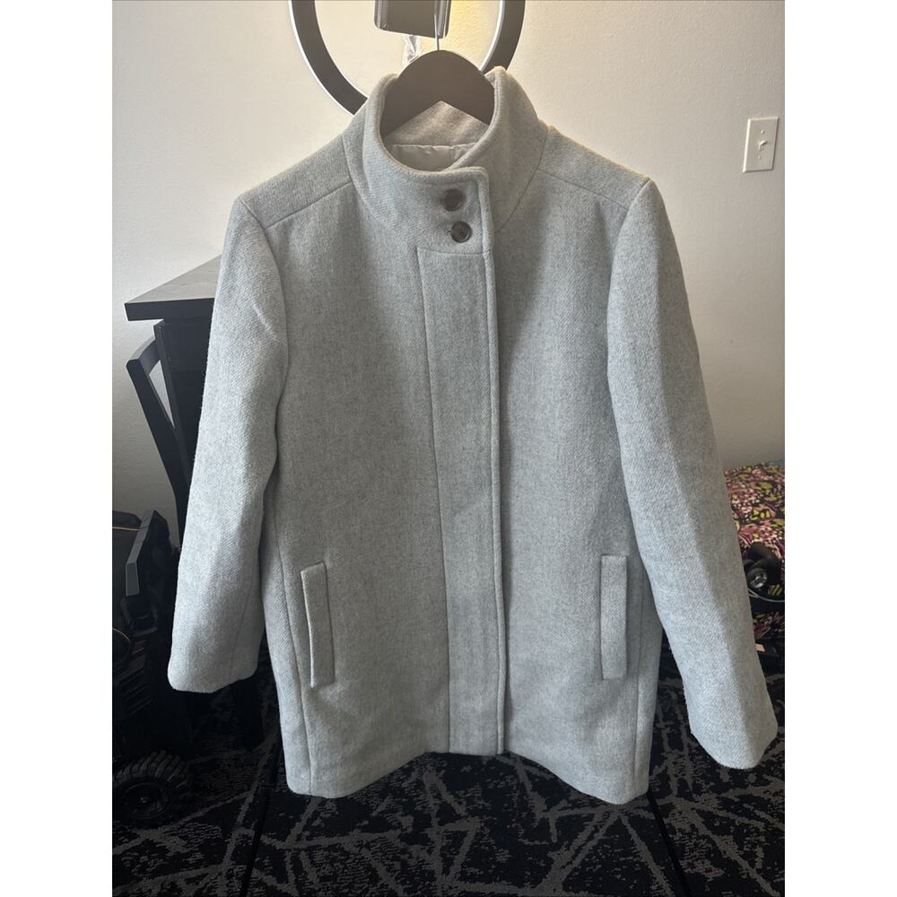 J. Crew Women Wool Coat Gray Luxury Cocoon With Buttons Zipper & Pockets Size 12